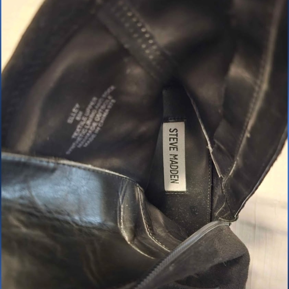 Steve Madden Boots Size 8 Black Lace-Up Ankle - Picture 2 of 5